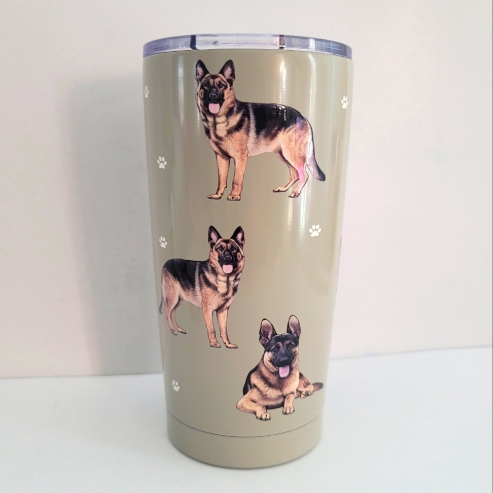 E&S Imports 7" German Shepherd Serengeti Tumbler Hot or Cold Beverages Tumblers - Picture 1 of 12